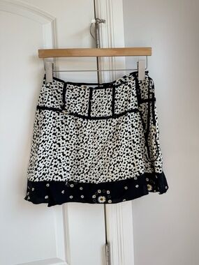 Urban Outfitters Black & White Daisy Mini Wrap Skirt
